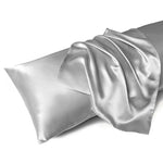 taies d'oreiller satinées anti allergiques polyester lave machine fermeture enveloppe douces peau couleur blanche