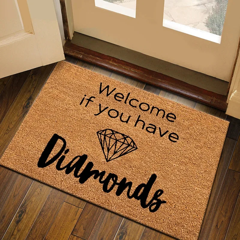 tapis d'entrée imperméable polyester antidérapant motif floral moderne bienvenue marronclair résistant