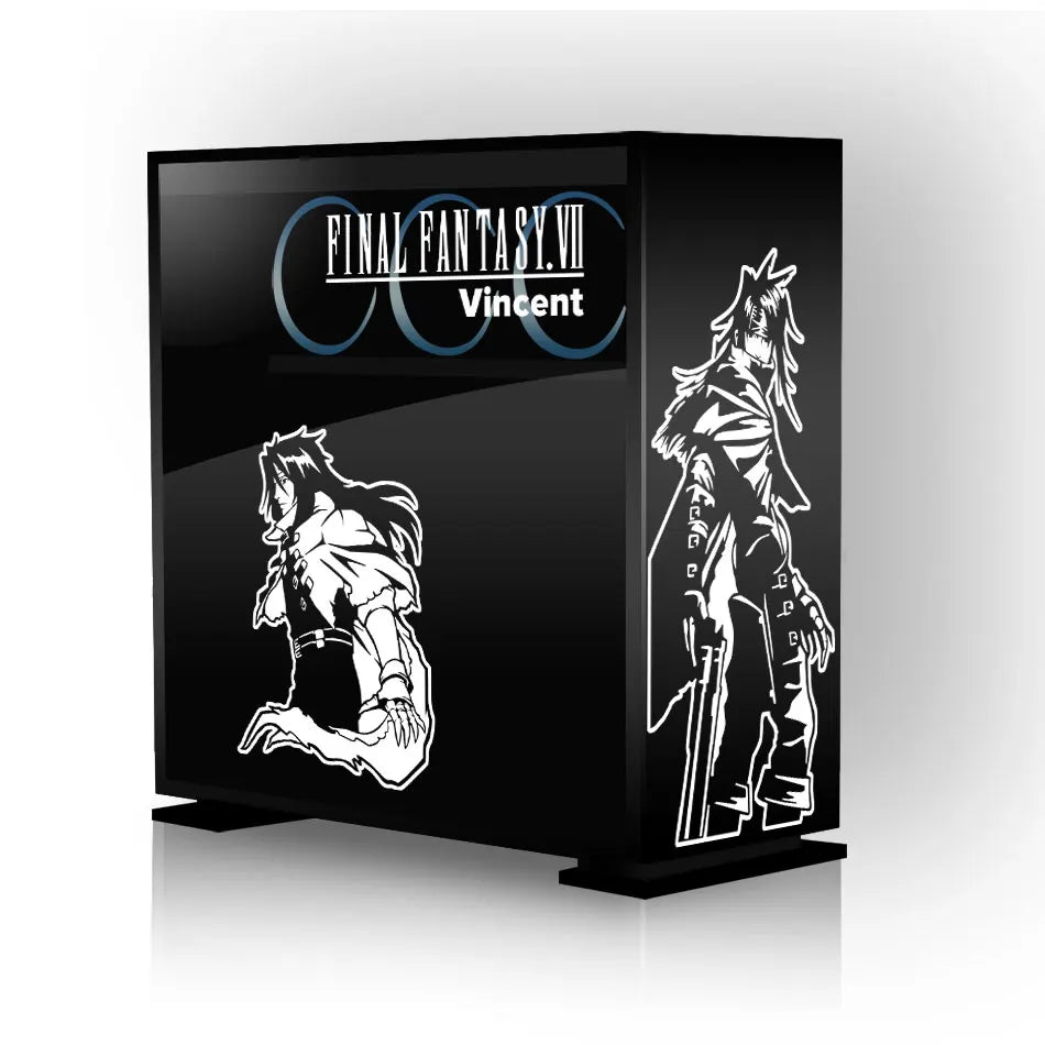 autocollants graphiques final fantasy vii cloud sephiroth tifa vincent boitier pc noir blanc