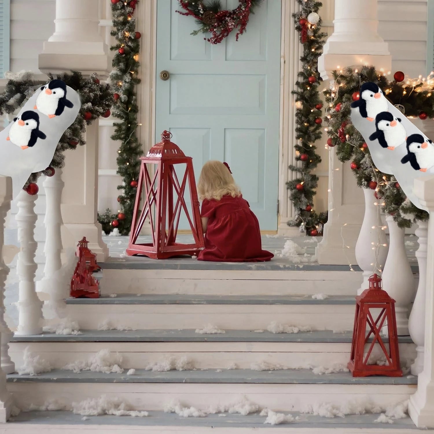 Tapis imitation neige pour rampe d'escalier Noël