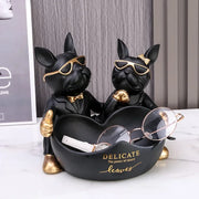 rangement accessoires figurines chiens noir doré émeraude moderne humoristique