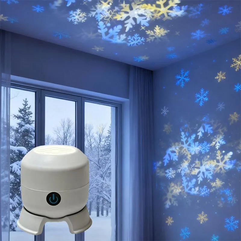 projecteur led ambiance blanc moderne pied antidérapant ajustable usb nocturne dynamique flocons noël océan