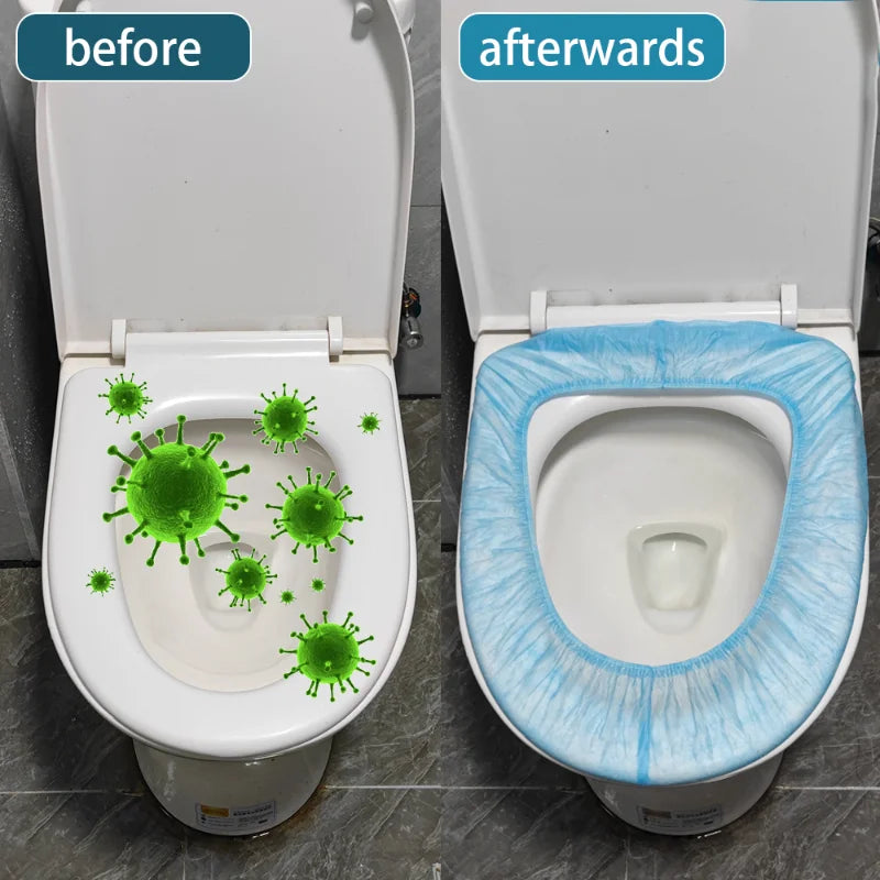 couvre siege toilette jetable bleu clair adhesif hygienique pratique non tissé respectueux environnement sac