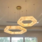 luminaire suspension moderne marbre beige géométrique salon salle manger décoration intérieur luxe