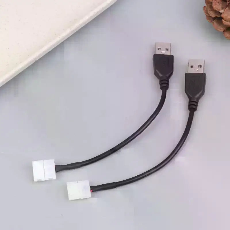 câble usb connecteur led noir plat moderne sans soudure 8mm 10mm 10 pièces