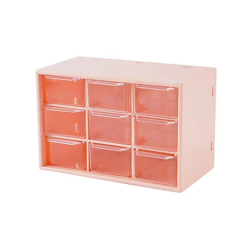 boîte rangement transparente moderne compartiments blanc rose tiroirs papeterie bijoux cosmétiques étudiants