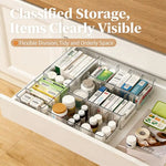 rangements transparents modulaires tiroirs médicaments flacons cotons tiges sparadrap minimaliste utilitaire scalable horizontal texturé