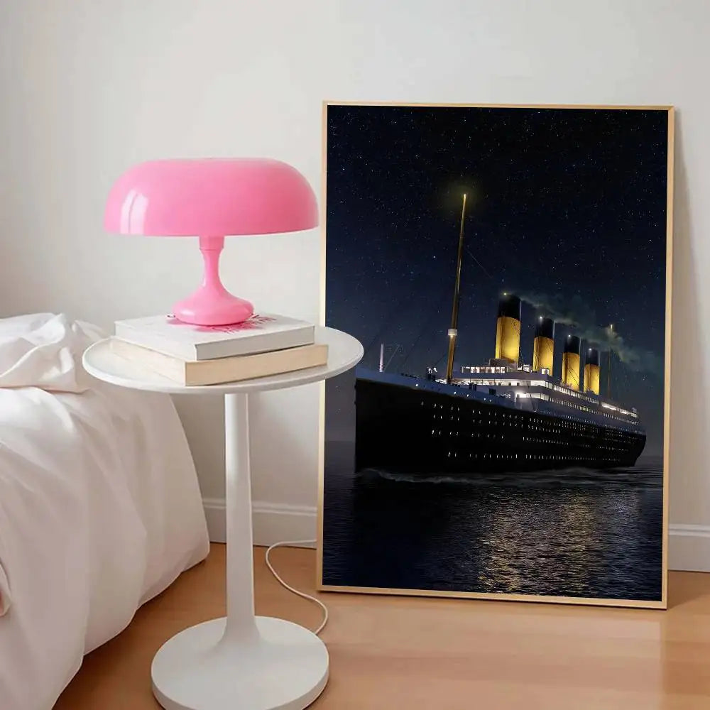 affiches murales titanic bleu noir blanc impressionnistes nuit lumière glace vague cadres