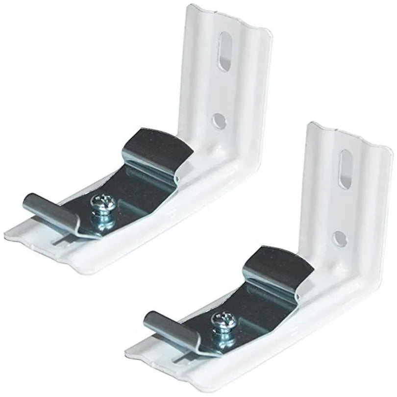 support d'angle blanc plat industriel fixations vis rideau accroche montant vertical blindes bracket coton