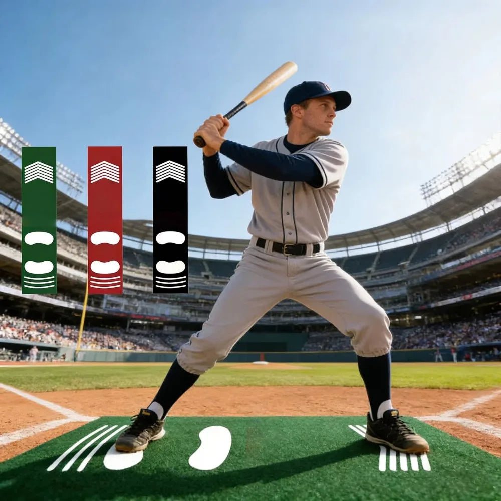 tapis entraînement baseball enfants rouge vert noir lignes repère antidérapant portable chevron ovales