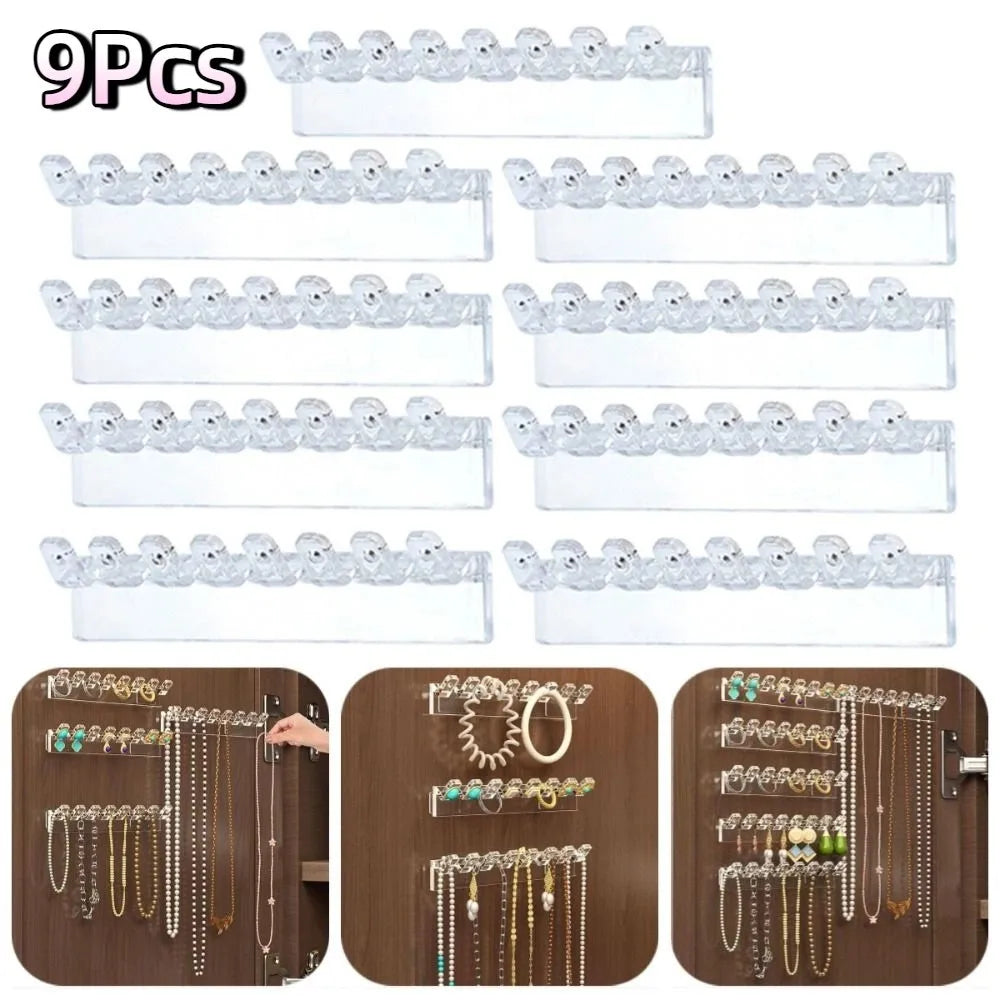 porte bijoux mural transparent moderne adhésif pièces rangement colliers support bijoux