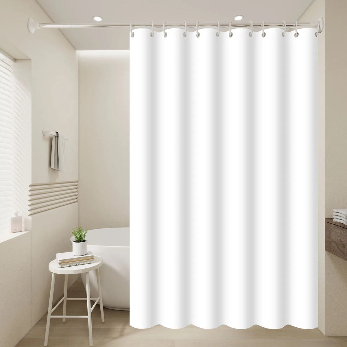 rideau douche moderne blanc uni imperméable respectueux l'environnement ourlet standard 80x180cm