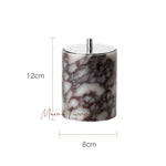 ensemble salle bain marbre violet blanc élégant distributeur savon diffuseur huiles essentielles porte gobelet