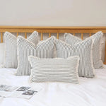coussin carré rayures horizontales coton polyester décoration canapé rustique fixations couleur beige noir