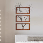 Art mural bois flotté naturel, sculpture 3D texturée pour salon, décoration murale rustique moderne