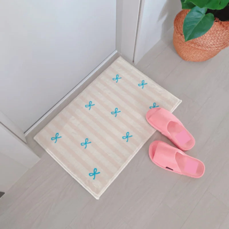 tapis moderne rayures horizontales beige bleu rose imperméable résistant décoloration