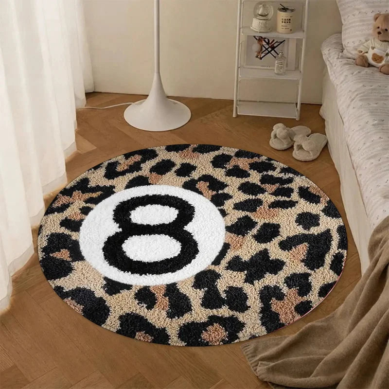 tapis léopard noir beige antidérapant moderne salon chambre intérieur extérieur polypropylène polyester feutre