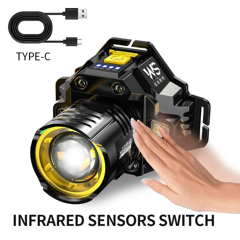 lampe torche led rechargeable clip puissant modes lumiere noire bleue jaune moderne fonctionnelle