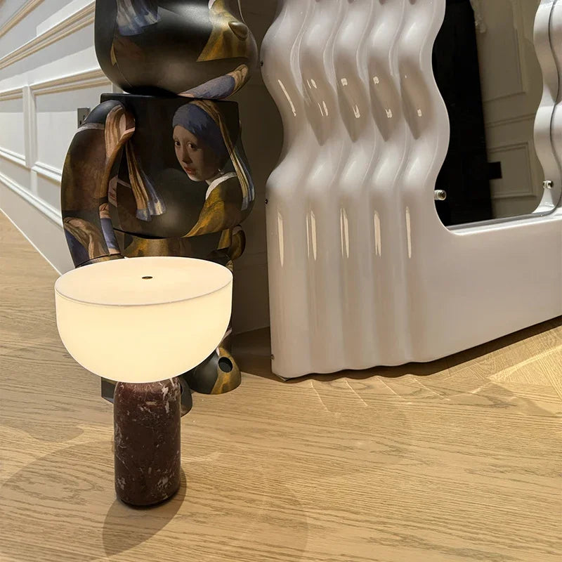 lampe table moderne marbre texture blanc éclairage ambiance haute qualité déco minimaliste(touchless) led 15w