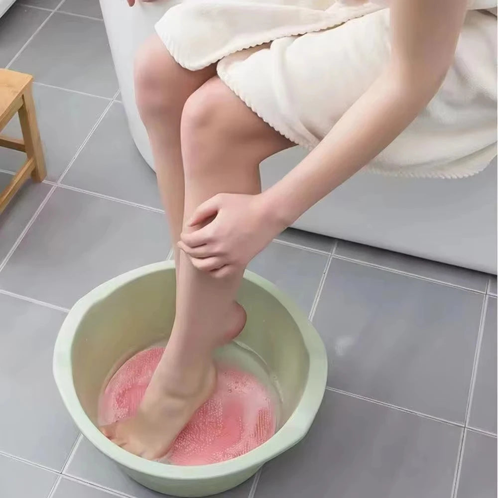 tapis bain texturé picots moderne rose bleu orange gris bassine pieds serviette