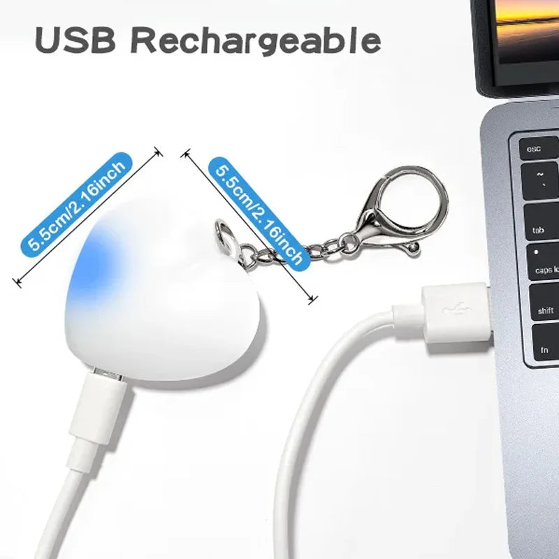 lampe sac main blanc coeur sensoriel led rechargeable ambre moderne compact chainette boucle