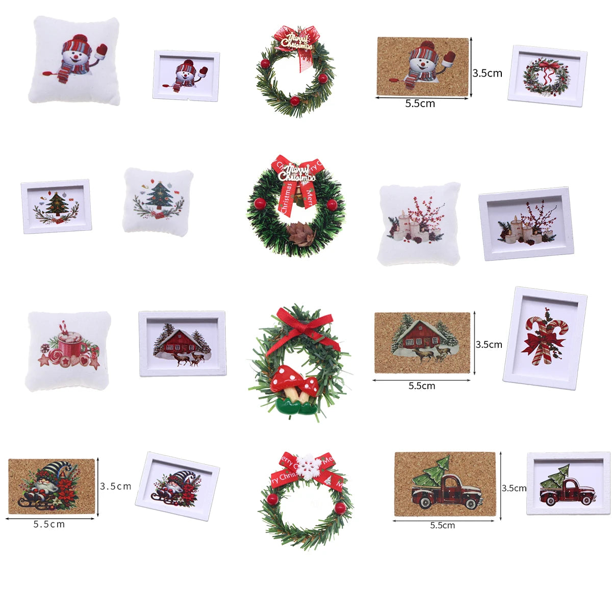 couronne noël miniature accessoire maison poupée décoration festive sapin renne décoratif miniature