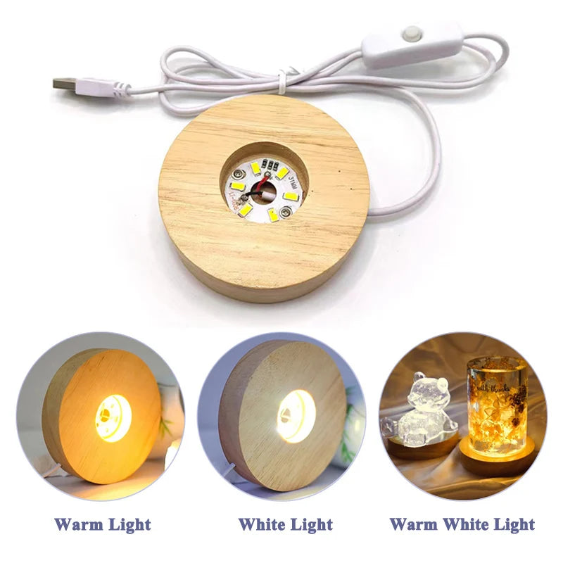 lampe décorative transparente dorée imprimée floral galaxie moderne minimaliste base bois câble intégré