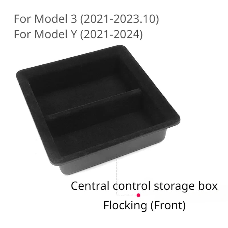 boîte rangement central tesla model noir texture flanelle pratique silicone moderne