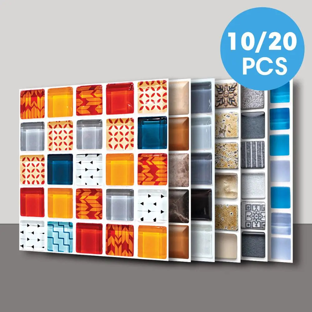 carreaux mosaïque adhésifs modernes 20x20cm imperméables antimoisissures résistants feu 10 feuilles