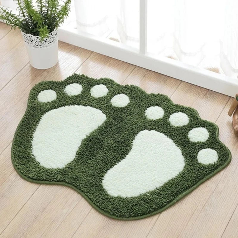 tapis sol antidérapant polypropylène empreintes animaux marron gris bleu vert moderne salon chambre cuisine