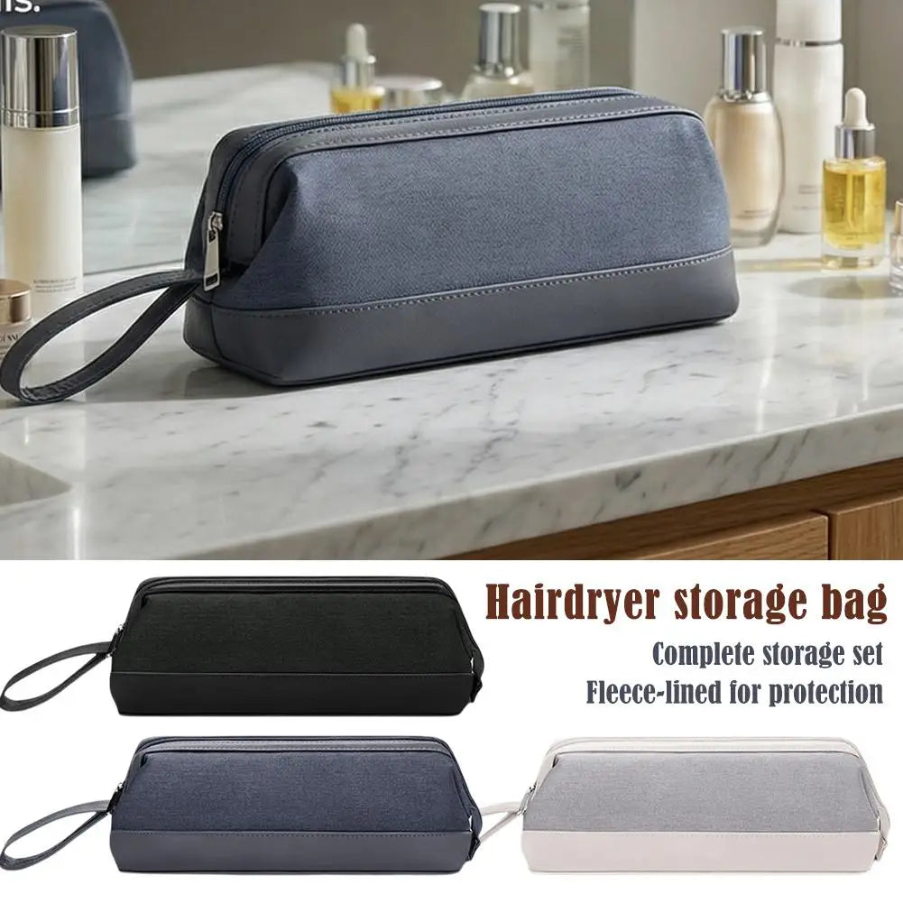 sac rangement réutilisable sèche cheveux accessoires toile polyester respectueux environnement moderne pratique noir rose