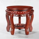 support bois sculpté asiatique traditionnel base plante décoration intérieure vintage trépidation florale complexe