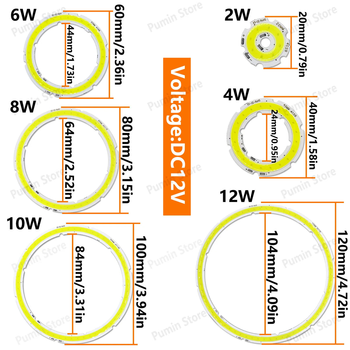 plaque led circulaire concentrique 2w 4w 6w 8w 10w 12w blanc jaune gris moderne