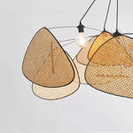 suspension lumineuse moderne bambou couleur beige noir reticule opacite ampoules filament