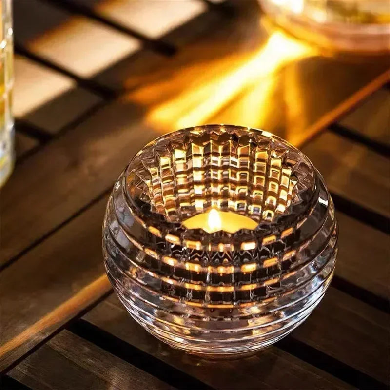 Bougeoir en verre blanc pour mariage