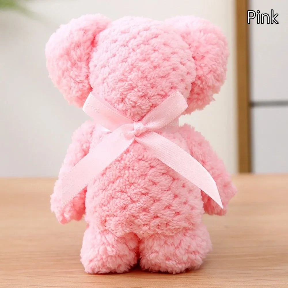 serviette ours peluche fourrure douce marron rouge blanc rose bleu clair beige jaune clair