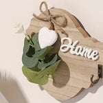porte clés mural bois naturel cœur feuilles ruban moderne fixations