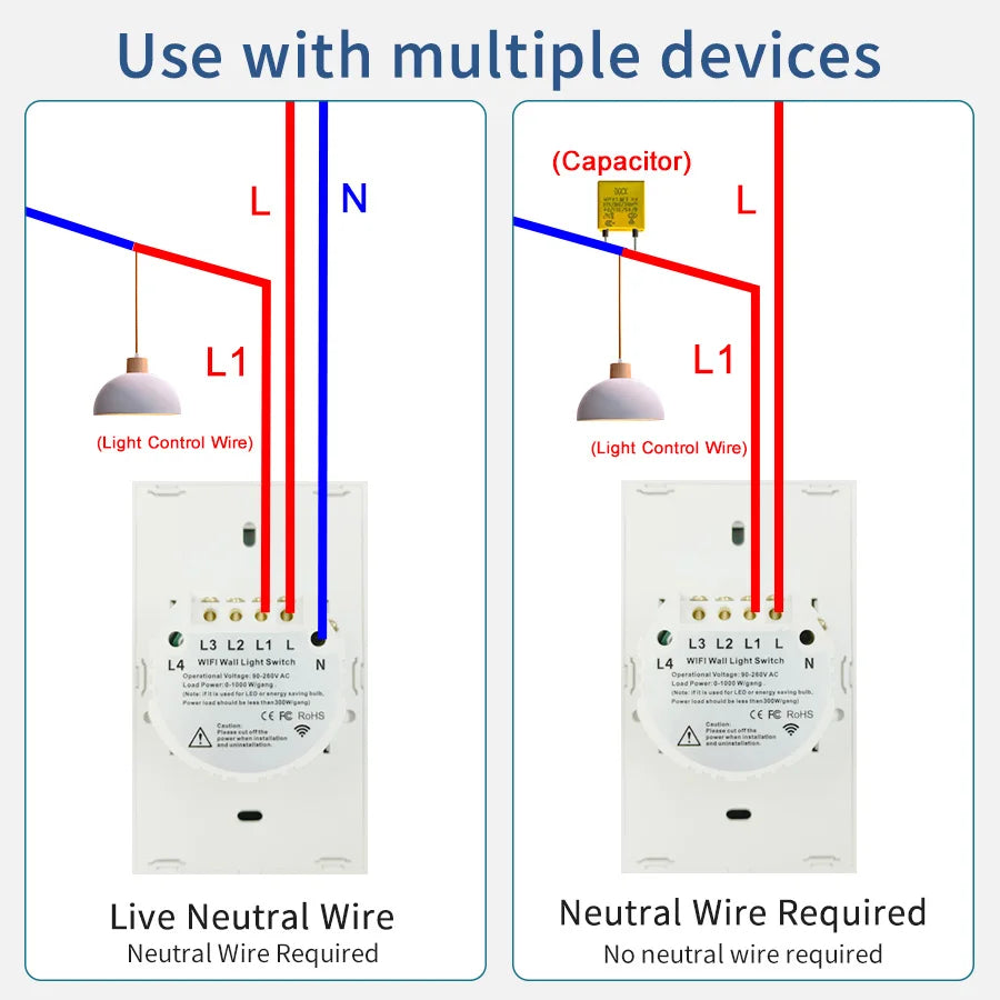 interrupteur tactile intelligent blanc moderne compatible wifi alexa google tuya led maison inteligente