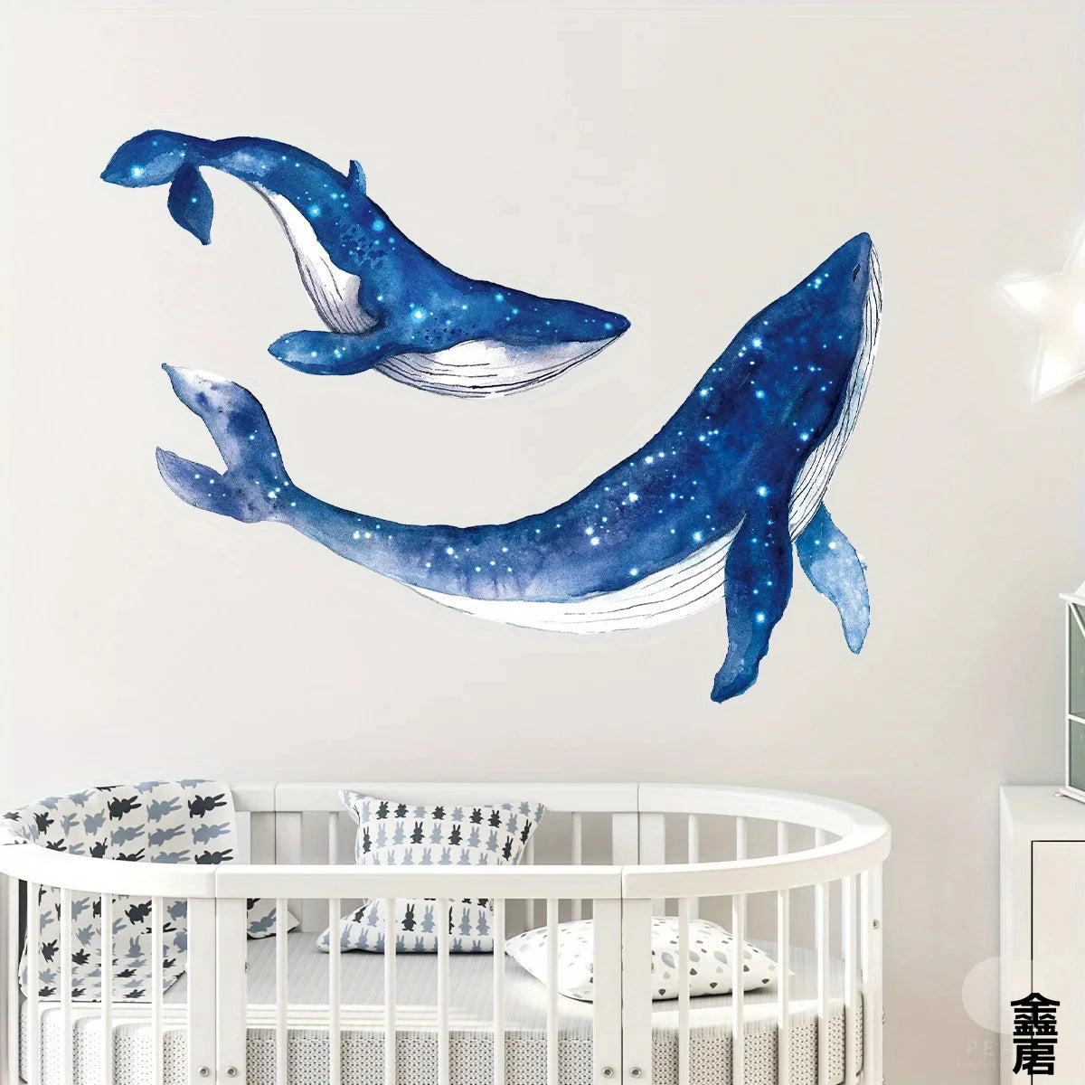 sticker mural bleu étoiles galaxie art marin adhésif décoration chambre salon pvc abstrait