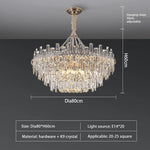 lustre pendentif cristal transparent feuilles dorées salon étude classique 2000 82000lm 90 260v