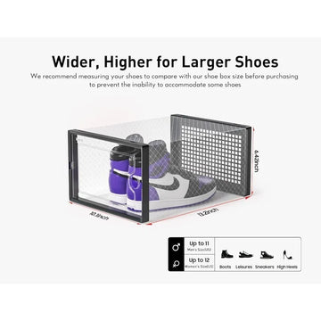 boîtes chaussures noires transparentes grille moderne empilables organisation rangement plastiquepaque 12