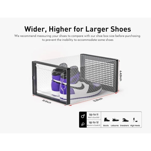 boîtes chaussures noires transparentes grille moderne empilables organisation rangement plastiquepaque 12