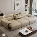 canapé d'angle simili cuir marron moderne table basse tapis plante lampe sofa bed