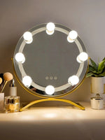 miroir maquillage lumière led blanc moderne interrupteur tactile câble usb 10 ampoules sphères