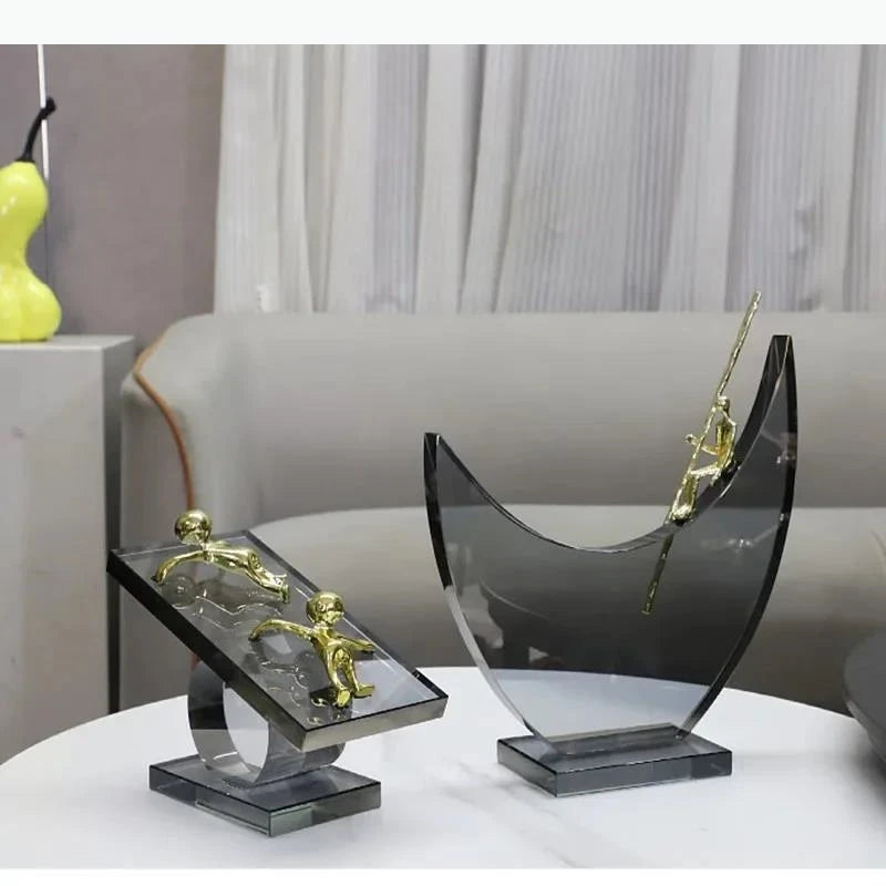 sculptures decoratives moderne noir doré gris clair mat brillant contemporain minimaliste decoration