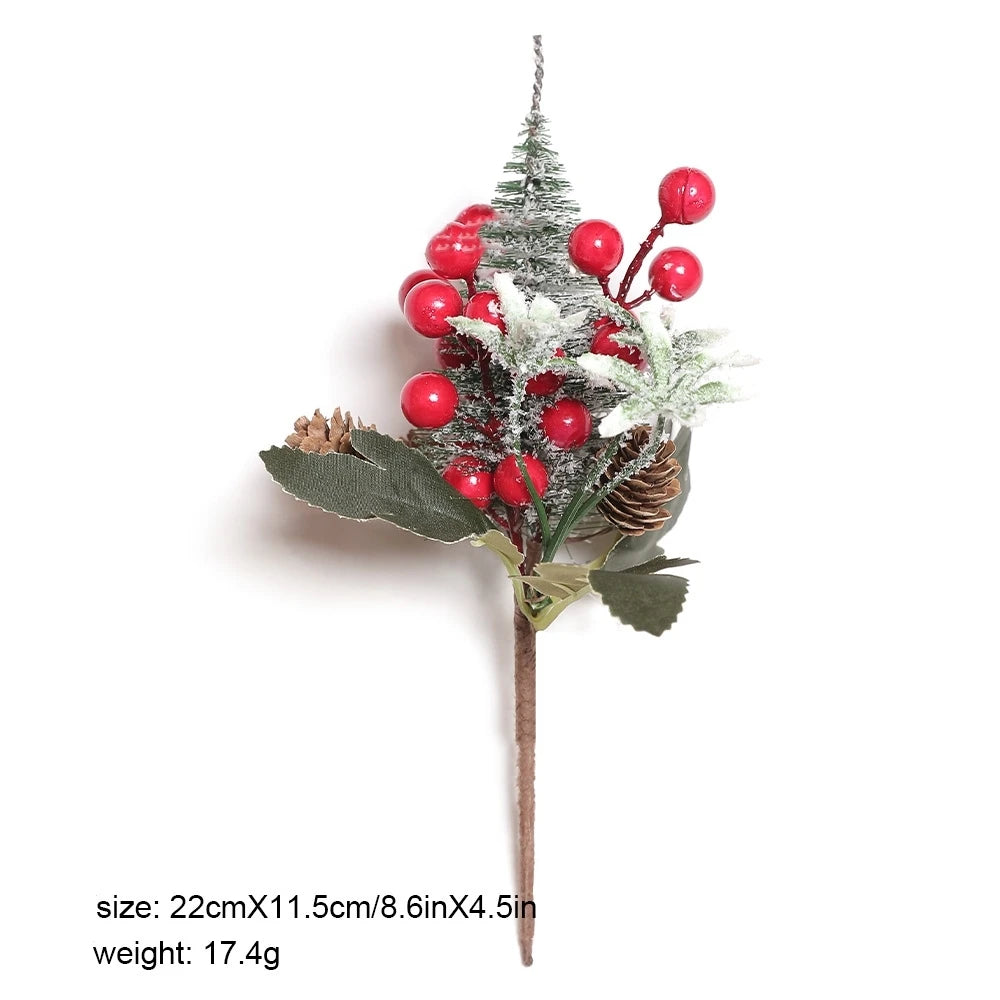 décoration noël bouquet feuilles vertes baies rouges cône pin boule rouge translucideextérieur saisonnier
