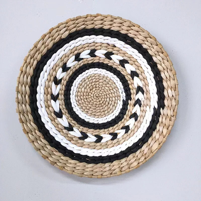 assiette décorative ethnique boho chic motif zigzag couleur naturelle mur cuisine salon maison rustique