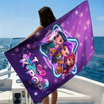 serviette plage dessin animé kpop violet étoiles motifs lumineux séchage rapide polyester rectangle moderne