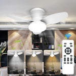 ventilateur blanc lampe intégrée moderne télécommande vitesses led reversible
