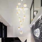 suspension lumineuse moderne cristal transparent dorées salon restaurant chambre principal